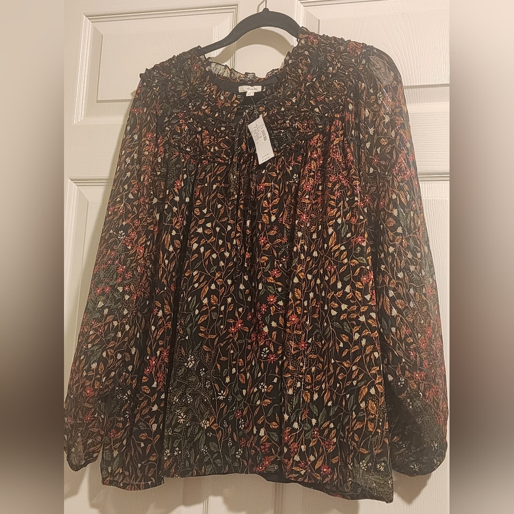 Maurices Multicolor Leaf Print Blouse